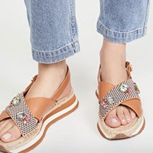 Tory Burch Daisy Crystal Platform Wedge Sandal
